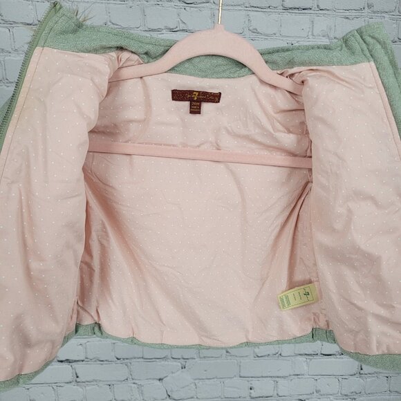 7 For All Mankind  Muted Green 100% Cotton Fur Trim Hooded Jacket Size 24M - Picture 6 of 16